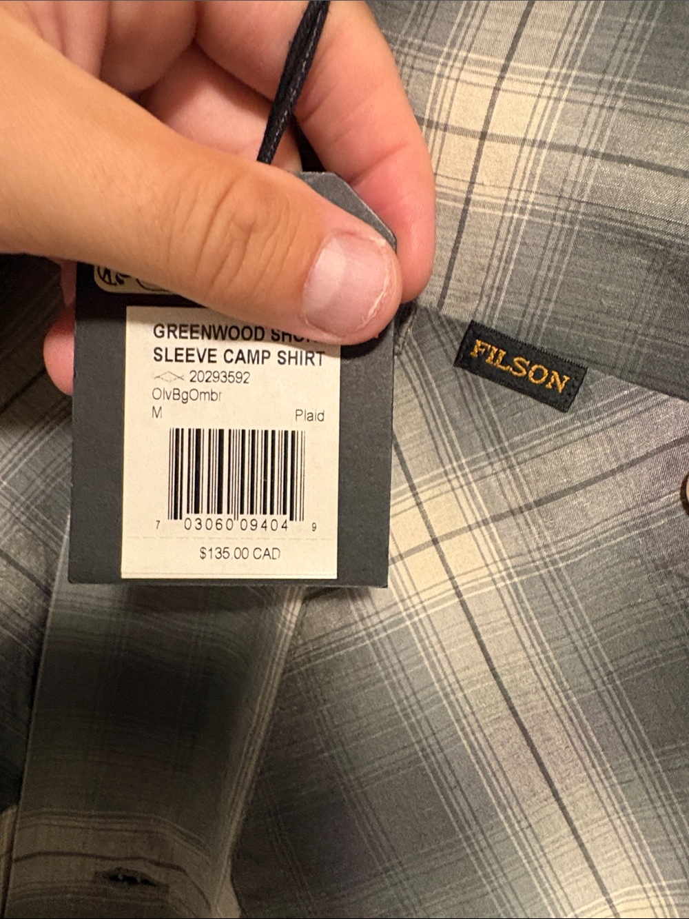 Filson Men's Short-Sleeve Plaid Button-Down Shirt - Gray & White - Picture 2 of 3